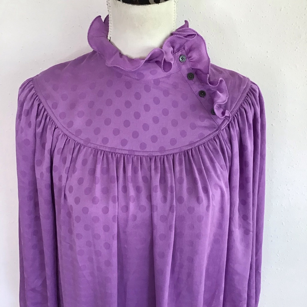 Women's Kate Spade Purple Polka Dot Long Sleeve Dress Size 4 - Picture 6 of 14